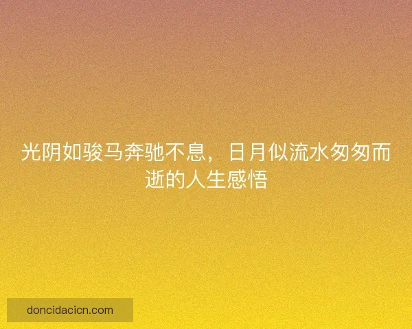 光阴如骏马奔驰不息，日月似流水匆匆而逝的人生感悟